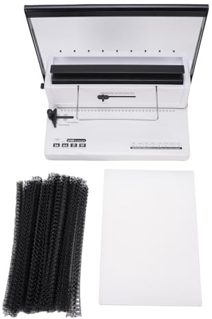 ANKROYU Spiralbindegerät, robust, 20-Blatt-Stanzung, 34 quadratische Löcher, 140-Blatt-Bindekapazität, Spulenbinder für Büro, Geschäft, legierter Stahl, ABS, Schwarz, 35 x 23 x 30