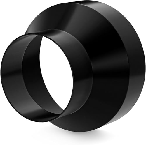Hon&Guan Riduttore Tubo 100mm a 75 mm in Acciaio Zincato, Metallo Adattatore per Riduzione di Tubo 100 75 Riduttori per Condizionatori, Tubo per Cappa Aspirante Cucina, Asciugatrice, Grow Tent Nero