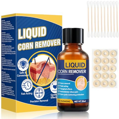 Liquid Corn Remover for feet Extra Strength with 15PCS Cushions, 10PCS Swabs, 20g