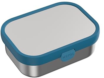 Mepal - Fiambrera Bento de Acero Inoxidable Campus - Caja Bento para Niños - Fiambrera con Compartimentos y Tenedor - Caja con Cierre de Clip - Apto para Lavavajillas - 750 ml - Cool blue