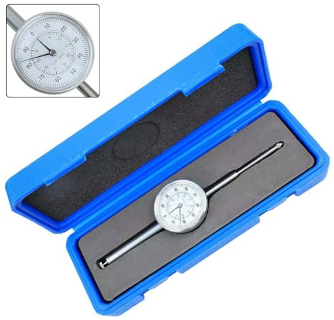Hoppipola Per indicatore quadrante 0-50 mm, risoluzione 0,01 mm, calibro orologio in metallo, 58 mm per quadrante con vite di bloccaggio per strumenti di misurazione da officina
