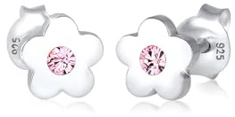 Elli Ohrringe Kinder Blumen Symbol Verspielt mit Kristalle in 925 Sterling Silber
