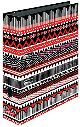 Herlitz Motivordner mit pinkgefärbter Gravur / DIN A4 / 80mm breit / Black&WOW Ethno