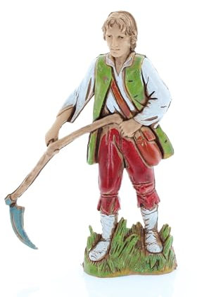 Moranduzzo Moissonneur 10 cm, Hauteur 9,1 cm – Standard 10 – Échelle 1:20 – Figurine Incassable, Style XVIIIe Siècle, Peinte à la Main, Sculpteur M. Landi, Made in Italy