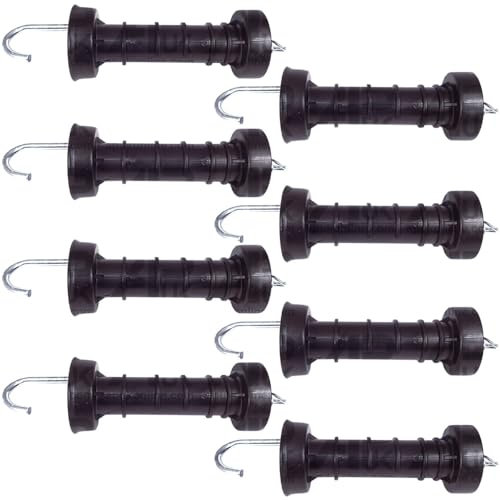 8x Heavy Duty Electric Fence Arch Hook Gate Handle & Spring Inside Insulator