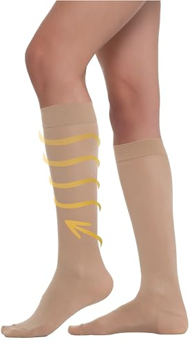 BeOnTop Bas De Contention Femme 140 Den - Chaussettes De Contention Femme Graduée, Chaussettes Hautes Femme 22-23 Mmhg, Mi Bas Femme Comfort Support Line - Made In Italy