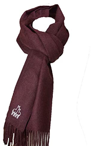 Abolengo de Alpaca 100% Alpaka (Baby Alpaka) Schal, besonders fein und weich, 30x200cm, bordeaux rot muster