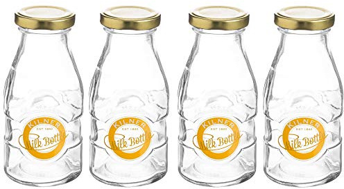 Kilner Twist Top Milk Bottle 1/3 Pint 189ml Clear (Pack of 4)