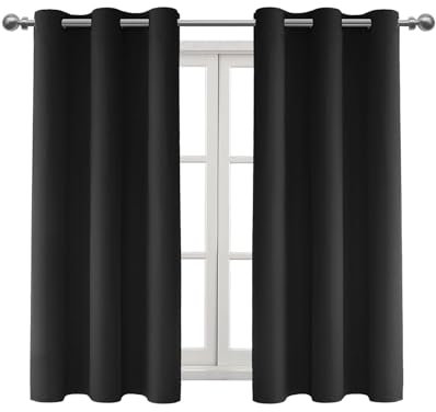 DWCN Blackout Curtains - Bedroom & Living Room Eyelet Black Thermal Curtains - 46 x 54 Inch, 2 Panels