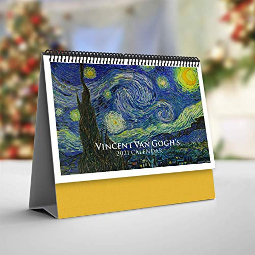 BGSFF Schreibtischkalender 2021 Vincent Van Gogh weltberühmte Malerei Impressionist Desktop-Kalender Ornamente horizontale Version