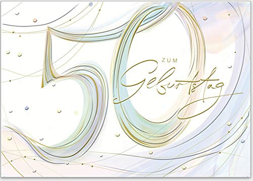 Elegante Glückwunschkarte zum 50. Geburtstag, für Sie und Ihn - hochwertige Grußkarte von Turnowsky zum Aufklappen mit Umschlag