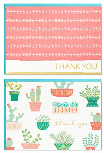 Hallmark Dankeskarten Sortiment Kaktus (50 Dankeskarten mit Umschlägen)