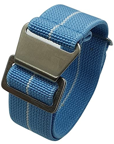 Max French Marine Nationale Militärband i elastisk nylon, marinblå, klockarmband för dykare fallskärmsklocka, 20 mm, 22 mm, 20mm
