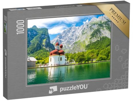 puzzleYOU: Puzzle 1000 Teile „Der Königsee mit St. Bartholomäus Kirche“ – aus der Puzzle-Kollektion Flüsse & Seen