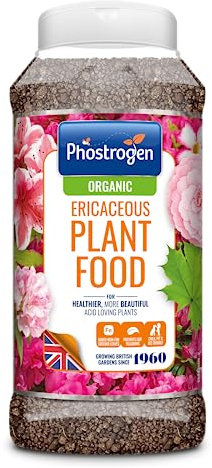 Phostrogen Ericaceous Plant Food, 800g - Iron Rich Organic Ericaceous Plant Food - for Healthier Acid Loving Plants - Helps Prevent Leaf Yellowing - Plant Nutrition - Indoor and Garden Use