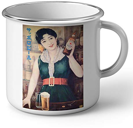Fabulous Enamel Metal Mug 284ml 284ml Japanese Vintage Sapporo Beer Advertising Poster