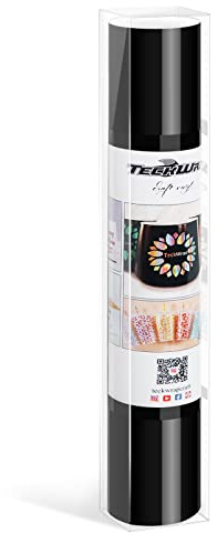 TECKWRAP Smart Black Permanent Adhesive Vinyl, 33cm x 153cm, Glossy Black | No Cutting Mat, Smart Black Vinyl Ideal for Customizing Mugs, Bottles, Labels, Signs & DIY Crafts Compatible With All Cutters