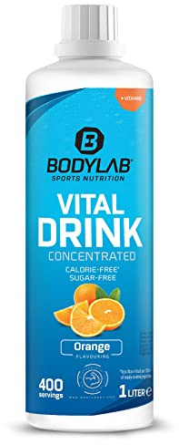 Bodylab24 Vital Drink Concentrated Orange 1000ml, Getränkekonzentrat zuckerfrei, Zero Sirup, mit Vitaminen und L-Carnitin, Sportgetränk mit wenig Kalorien
