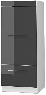 Vicco Vorratsschrank Fame-Line, Anthrazit Hochglanz/Weiß 60 cm | MDF-Front · Metall-Vollauszüge · Höhenverstellbare Füße · Metallgriffe · ✓ Frei kombinierbar