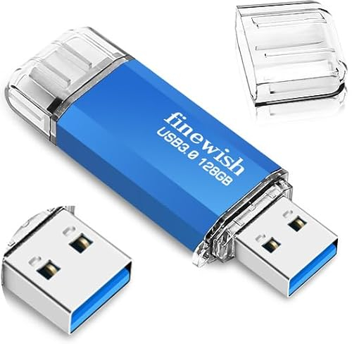 Chiavetta USB C 128GB Pendrive USB C Stick USB 3.0 OTG Memory Stick 128GB Tipo C 2 in 1 Flash Drive Velocità di Lettura Fino a 40MB/s,Memoria USB Stick per PC, Laptop, Computer, Auto, TV (Blu)