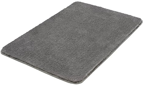 Kleine Wolke Badteppich Marco Anthrazit 70 x 120 cm | Rutschhemmende Unterseite, für Fußbodenheizung, maschinenwaschbar, 100% Polyester