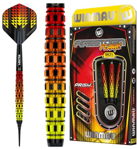 WINMAU Firestorm Flame Torpedo 90% Soft Tip - Fléchettes Pointe Plastique