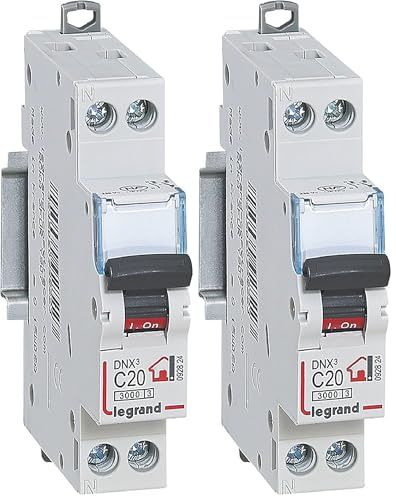 Legrand - Disjoncteur Phase + Neutre - 20A - bornes à vis - 1 module (Lot de 2)