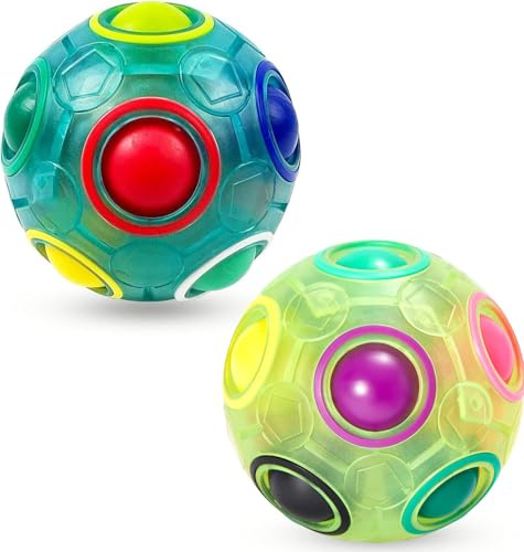 EACHHAHA 2 Stück Regenbogenball, 3D Geduldsspiel Denkspiel für Kinder | Buntes Logikspiel mit Farbzuordnung fördert räumliches Denken, Konzentration und Geschicklichkeit für Kinder und Erwachsene