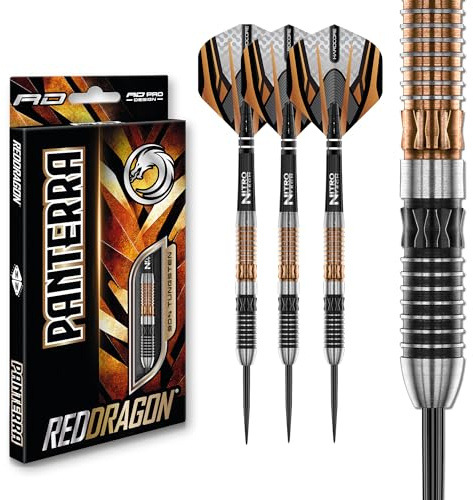 RED DRAGON Panterra 24 Gramm Premium Wolfram Steeltip Dart Set mit Flights und Schäften