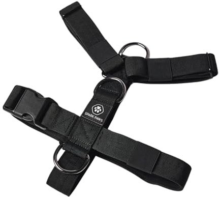 Spark Paws No Pull Hundegeschirr Grosse Hunde, Halterdesign mit Frontclip, Y Geschirr Hund, Robust und Strapazierfähig Harness für Große und Starke Rassen - Black, S