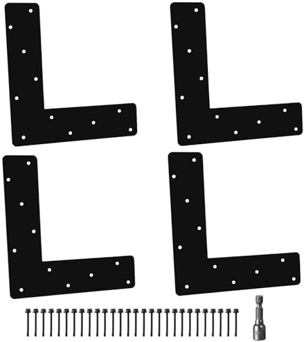 XIHUWZ 4 Pcs L Shape Flat Bracket. 11.8x 11.8 Mending Plate, Heavy Duty Right Angle Brackets, Corner Bracket, L Shape Plate Fit 4x4,6x6 for Repair House,Furniture,Pavilion,Truss framing