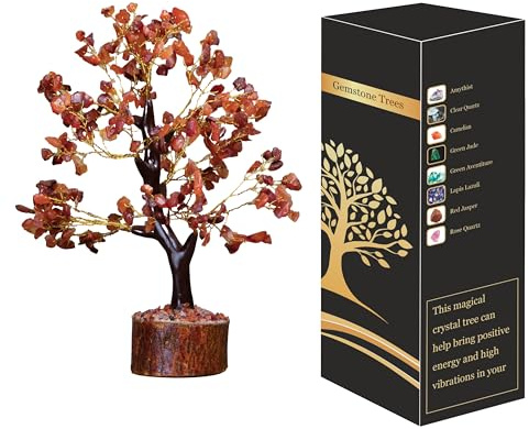 Wonder Care Karneol-Chakra-Baum des Lebens, Kristallbaum, positive Energie, Edelsteinbaum, Glücksbringer, orangefarbene Heilkristalle, Sakralchakra, Wohlstandsgeschenk, Feng Shui-Dekoration_300 Perlen