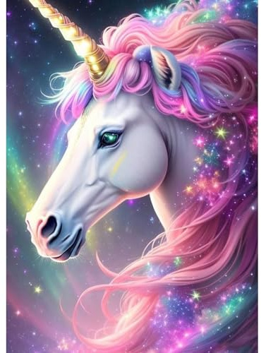 QENSPE 5D Diamond Painting Einhorn Diamant Painting Bilder DIY Full Rund Diamond Art Set Erwachsene, Einhorn Diamant Kunst Malerei Stickerei Set Kreuzstich Bilder Home Wand Dekor 30x40cm