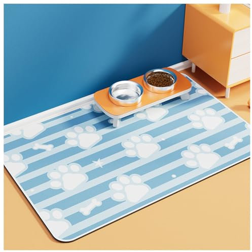 Hundematten für Futter und Wasser, mit wasserdichter Gummi-Rückseite, keine Flecken, schnell trocknende Katzen-Wassermatte für unordentliche Trinker, A-40 x 60 cm