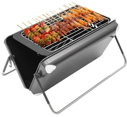 Tragbarer Campingkocher, Holzkohle & Gas 2-in-1 Tragbarer Campinggrill Faltbarer Abnehmbare Holzkohlegrill, Gaskocher Camping Gasgrill