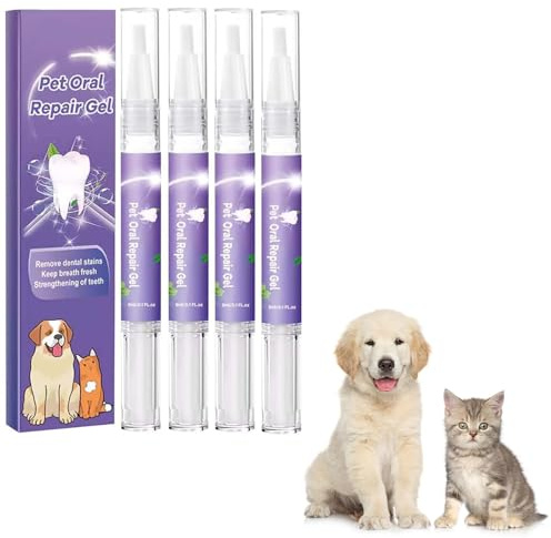 DEJIN Dog Teeth Cleaning Pen – Tartar Remover Pen for Dogs, Plaque Remover for Teeth Cleaning, Oral Care Gel for Fresh Breath & Dental Care - 4Pcs