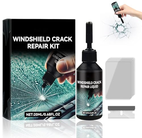 Gubuyi Kit Reparation Pare Brise, Kit Réparation Verre, Efface Rayure Pare Brise, Colle Pare Brise Voiture, Kit de Réparation de Verre Fissuré pour Craquelures, Rayures, Trous, Dommages en éToile (2)