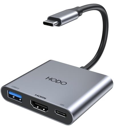 HODO USB C Hub HDMI Adapter, USB-C Digital AV Multiport mit 4K@60HZ HDMI, USB 3.0, 100W PD, Kompatibel mit iPad/Mac Book/Samsung S24/Surface/HP