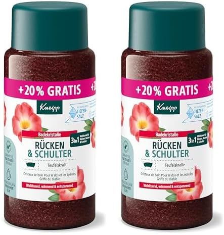 Kneipp Badekristalle Rücken & Schulter +20% gratis - mit wertvollem Extrakt der Teufelskralle - wohltuend, wärmend, entspannend - 720g (Packung mit 2)
