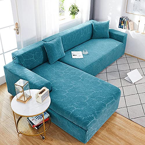 Elastic L Shape Sofa Covers Stretch Slipcovers for Living Room Sectional Couch Cover Washable Furniture Protector Fits 1/2/3/4 Seats Left/Right Corner Sofa