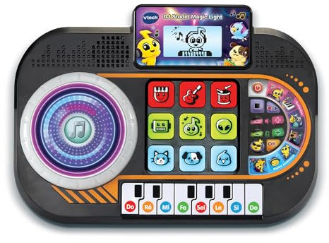 VTech - DJ Studio Magic Light, Platine DJ Enfant, Table de Mixage Junior avec Écran Rétroéclairé, Effets Lumineux, Musiques et Jeux Éducatifs, Cadeau Enfant de 3 Ans à 7 Ans - Contenu en Français