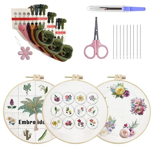 Illkjasfc Blumen Sticksets Lustige Nadelspitzen Sets Mit Stickgarn Und Nadel Stick Starter Sets Kreuzstich Sets