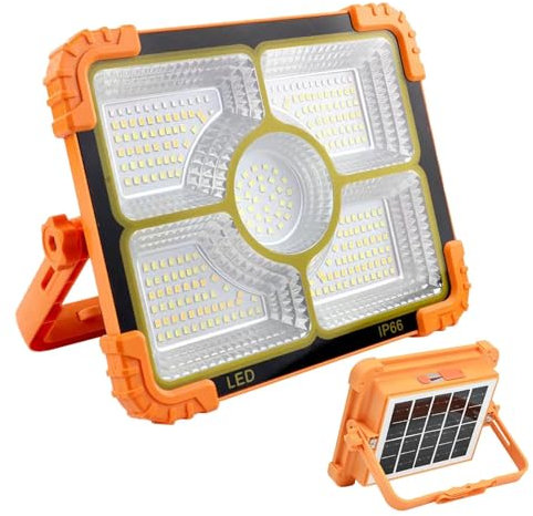 Tyinerc Lampe de travail LED portable, lampe de travail portable, 5 modes, lampe de travail solaire – Lampe extérieure à batterie 12000 mAh, lampe de sol LED pour camping, réparation automobile, panne
