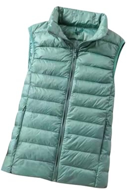 HAXNOHEY Chaleco Plumas Mujer Chaleco Ultraligero Corto sin Mangas Chaqueta Plumón Ligera y Plegable con Cremallera Ropa de Abrigo Otoño Invierno Senderismo Viajar