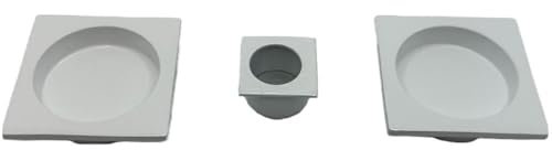 Kit Quadrato Cieco per Porte Scorrevoli Senza Serratura – Zama, Foro Ø48mm, 2 Vaschette + Ditale di Trascinamento – Design Moderno, Facile Installazione, Resistente e Funzionale (Bianco)