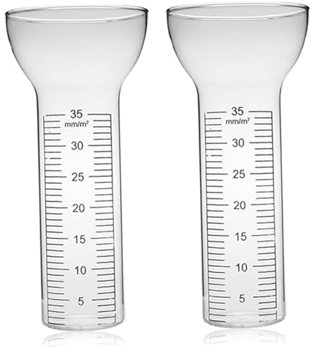 CUCUFA Lot de 2 pluviomètres électriques en Verre Borosilicate avec échelle Transparente, Outil de Mesure Remplacement pour l'extérieur