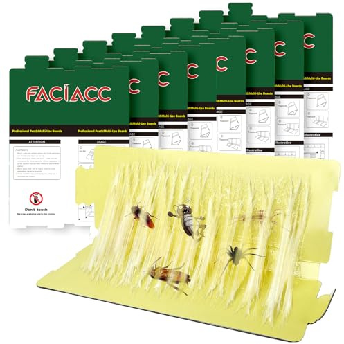FACIACC Sticky Pest Traps, 8 Pack Extra Strong Glue Board with Peanut Scent, Efficient Foldable Multi-Use Sticky Pads Trap for Indoor Outdoor Home Kitchen Garden, Insects, Fly Catchers