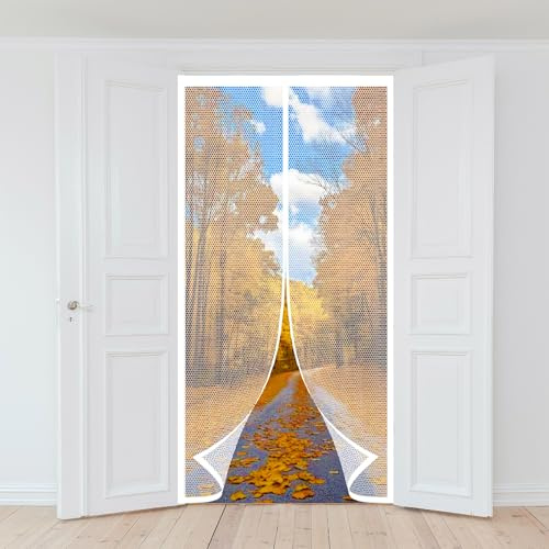Magnétique Moustiquaire Porte 88 x 186 cm Rideaux Anti Mouches pour Porte Fermeture Automatique pour Exterieur, Balcon, Camping Car, Terrasse, Blanc