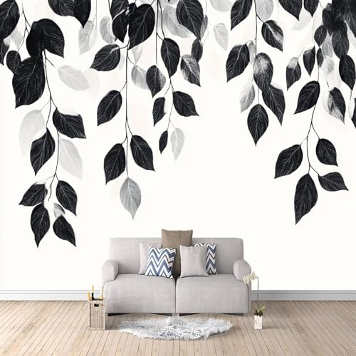 Carta da Parati Murale Foglie 400x280 cm Fotomurali Effetto 3D, Decorazione Poster Arte Murale Moderna per Casa Ufficio Camera Da Letto Soggiorno.