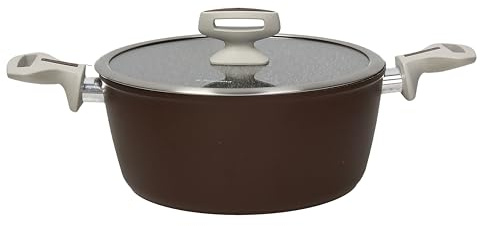 Tognana Pearlbrown stone, Casseruola 2 manici 24 cm con coperchio, alluminio forgiato, marrone